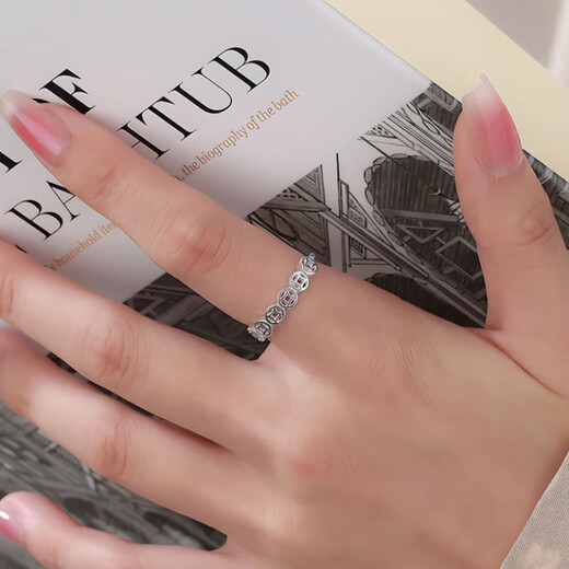 Pure silver fortune copper coin ring for men and women, closed-mouth silver ring, retro money tail ring, gift transfer, 3mm Qianduoduo ring, No. 16
