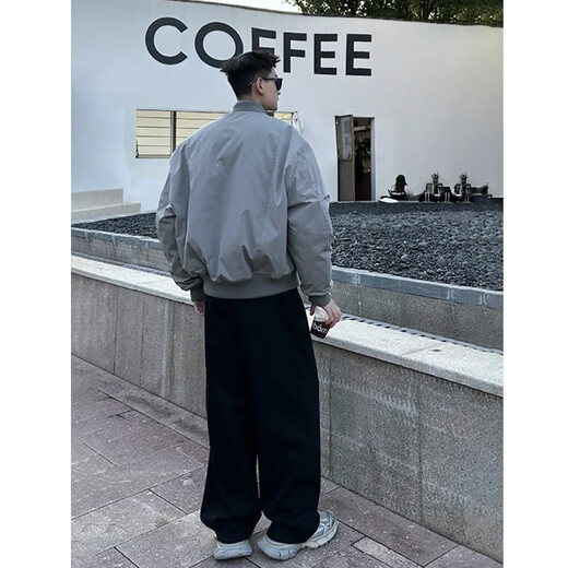 Bo Mingchen bomber jacket men's autumn and winter cotton new American high-end thickened workwear jacket top men black L (recommended 115-130Jin Jin equals 0.5 kg)