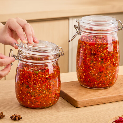 WELLMEET chili sauce special jar chopped pepper bottle garlic sauce fermentation food grade glass sealed jar home-made pickles 1000ML thickened glass silicone seal
