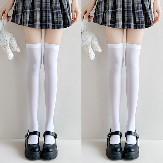 Modal black stockings women's stockings spring and summer thin pressure thigh socks sexy jk white silk over-the-knee socks white calf socks black velvet 1 pair one size fits all 50cm over-the-knee socks (85-130Jin Jin equals 0.5 kg)