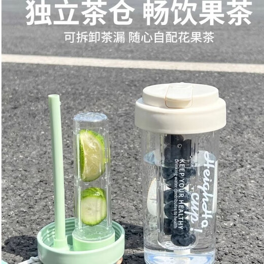 Water Cup 2025 Female Summer High-Looking Straw Portable Summer High Temperature Resistant Girls Drinking Water Cup Coconut Milk White 600ml