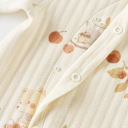 Tongtai (TONGTAI) baby jumpsuit autumn and winter pure cotton warm baby clothes newborn romper pajamas brown 73cm