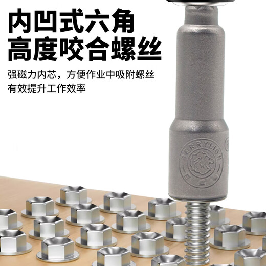 BERRYLION Strong Magnetic Wind Batch Socket Hex Wrench Hand Electric Drill Socket Head Screwdriver Super Hard Wind Batch Head 10mm 5 pcs