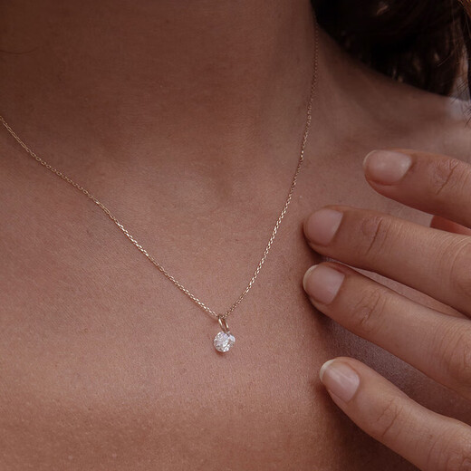 Quan Yin Pure 18K Gold Needle Pull Necklace for Women Perforated Moissanite Clavicle Set 520 Gift for Girlfriend Water Drop Pendant + Necklace Set