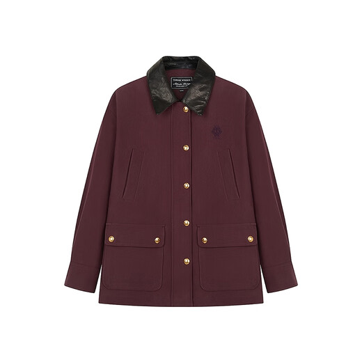 Teenie Weenie [Focus Bath] Bear women's retro loose short jacket 25 autumn new fashion jacket Burgundy S
