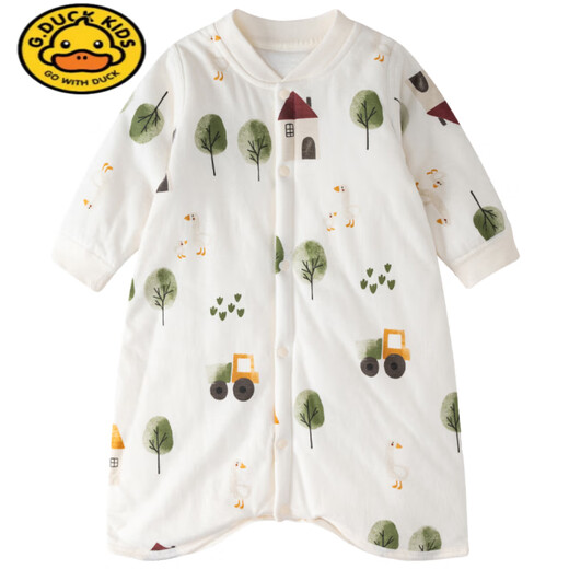 G.DUCKKIDS baby clothes spring and autumn sleeping bag children winter anti-kick quilt warm pajamas male and female baby quilted one-piece pajamas dandelion warm thin cotton sleeping bag 80 recommended 8-12 months