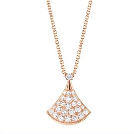 KZD Old Phoenix 18K rose gold fan-shaped necklace for women with small skirts full of stars pendant AU750 color gold clavicle chain for girls 18K rose gold fan-shaped necklace for women with small skirts full of stars