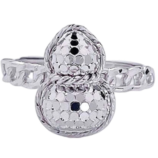 Laofu gold platinum hollow live mouth Fulu double to chain art arm fish scale gourd mother lover's birthday Mid-Autumn Festival gift arm fish scale gourd ring (about 3.7g)