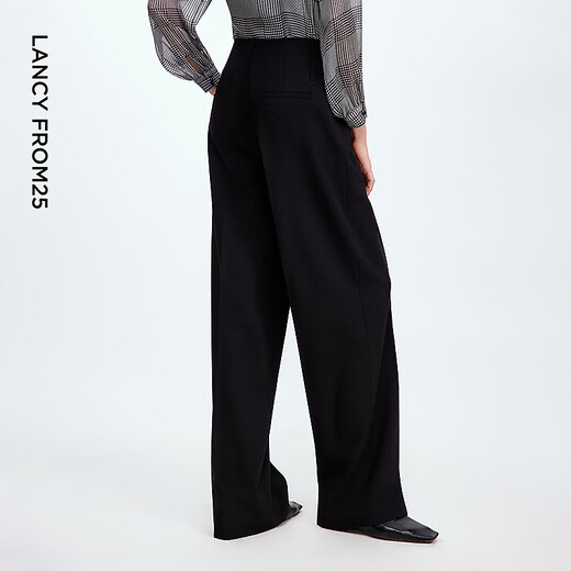 Langzi wide-leg scimitar pants, high-end suit pants, temperament, fashion, light workplace commuting suit pants, 2025 autumn new style, black M