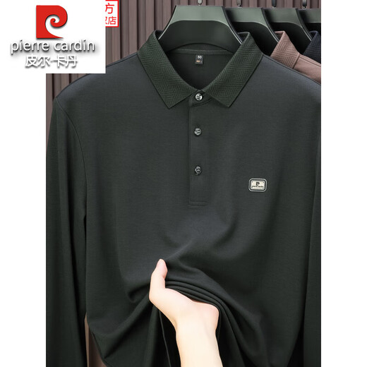 Pier Cardin Light Luxury Marque Coton Pure T-shirt à manches longues Polo Polo Polo Polo Men's Top Brown P-15912 XL 175