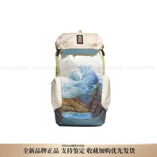 Adidas (adidas) rare landscape full-print large-capacity nylon cloth sports bag camping bag school bag backpack backpack same style for men and women natural color