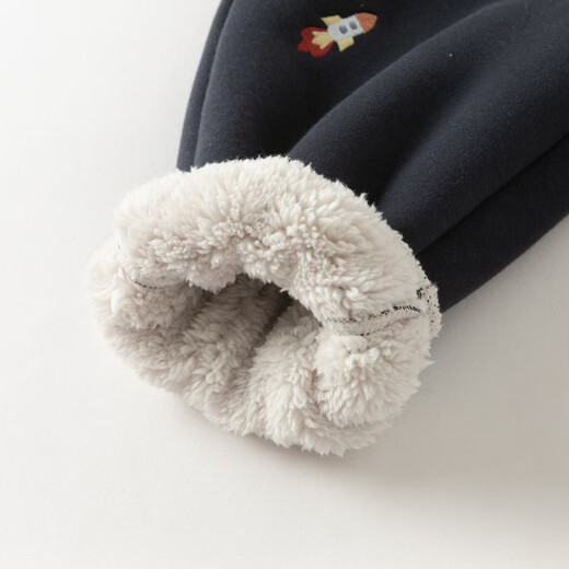 DAVE&BELLA boys' velvet pants 2025 autumn and winter new baby girl's leggings children's casual trousers children's trousers navy blue ready stock 100 cm (recommended height 90-100cm)