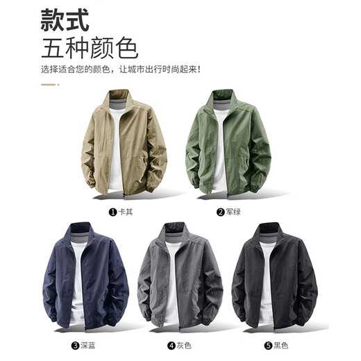 Romon Jacket Men's Jacket 2025 New Spring and Autumn Casual Top Stand Collar Jacket Dad Middle-aged and Old Men's Clothing JK8919 Gray Simple and Versatile XL Recommended 140-160Jin Jin equals 0.5 kg