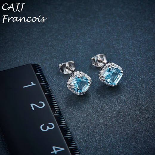 Keshan topaz earrings for women, daily commuting, simple, 925 silver, given as a gift, for self-wear, natural colored gemstones, jewelry and gemstones