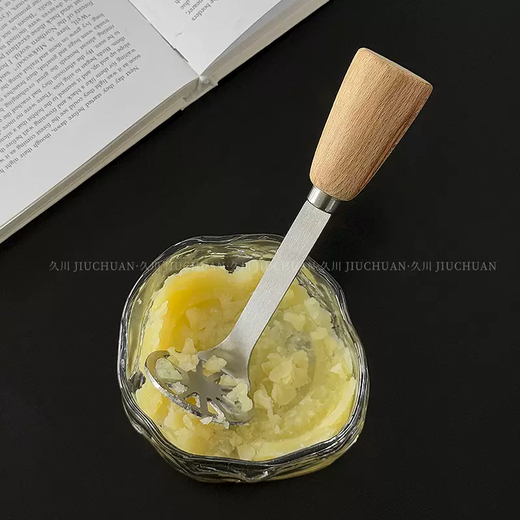 Yusenyi ins style stainless steel wooden handle mud press kitchen potato sweet potato taro mud press tool food supplement cooking artifact one pack 1ml one pack