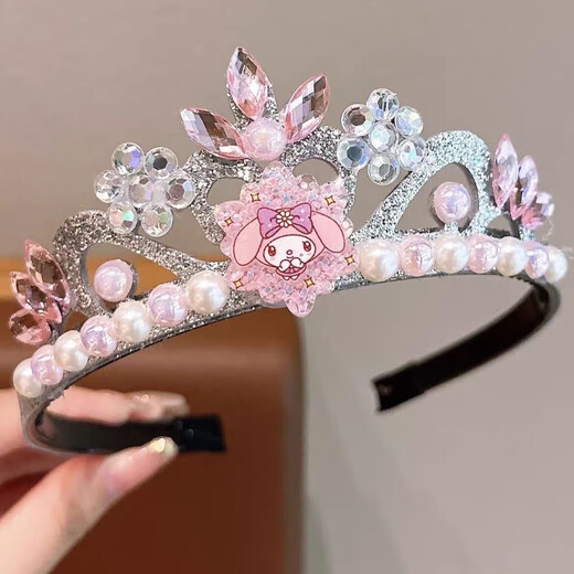 Indian (ENRMIIV) children's Princess Elsa Crown Headband Girls 2025 New Rhinestone Pearl Headband Little Girl Kuromi Headband Blue Elsa