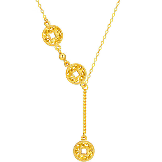CHINA GOLD gold necklace 18K gold AU750 crushed ice ice coin birthday gift