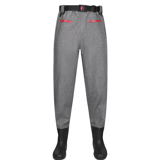 Cationic fabric half-waist waders waterproof wading fishing anti-scratch wear-resistant lure fishing and playing in the sea corrugated black fashionable nylon waist-length 43 42/43 pass code