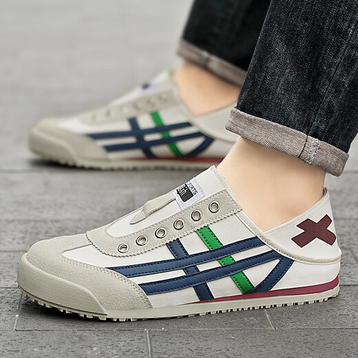 Herren Forrest Gump Schuhe Herrenschuhe Paar Nische Canvas Schuhe Sommer faule Schuhe Fashion Casual Ins Soft Sohle Sneakers (WT) L535M Blau 42