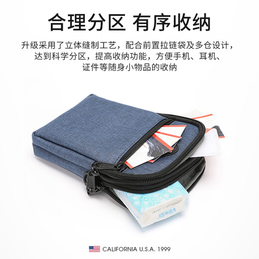 TFO 第四代斜跨证件包 旅行护照包零钱收纳包卡夹包 蓝色 12*17cm