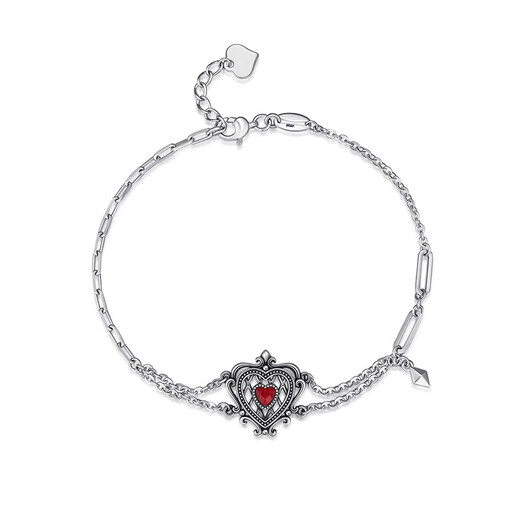 Avani platinum hip-hop trendy brand black gold bracelet pt950 platinum heart-shaped light luxury electric black enamel craft for your girlfriend electric black platinum love bracelet about 4.3g