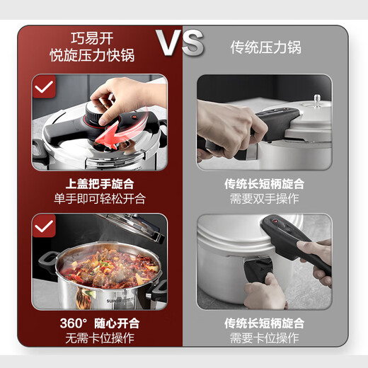 SUPOR pressure cooker household Qiaoyikai 316L stainless steel large capacity pressure cooker induction cooker gas universal Qiaoyikai pressure cooker 316L steam grid type 22cm7.2L 22cm