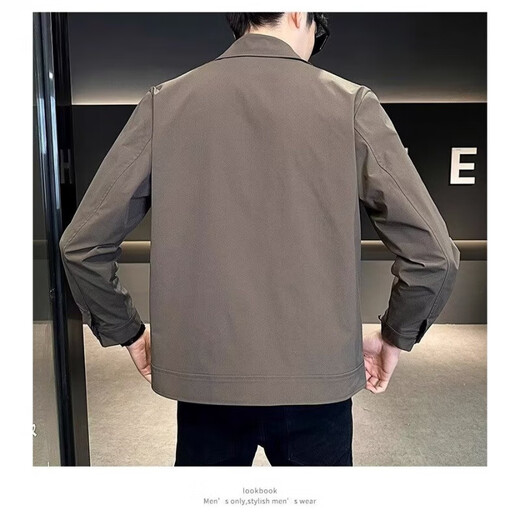 Lapel jacket men's light mature style spring and autumn clothes 2026 new trend jacket youth slim jacket men green 4XL recommended 160-175Jin Jin equals 0.5 kg