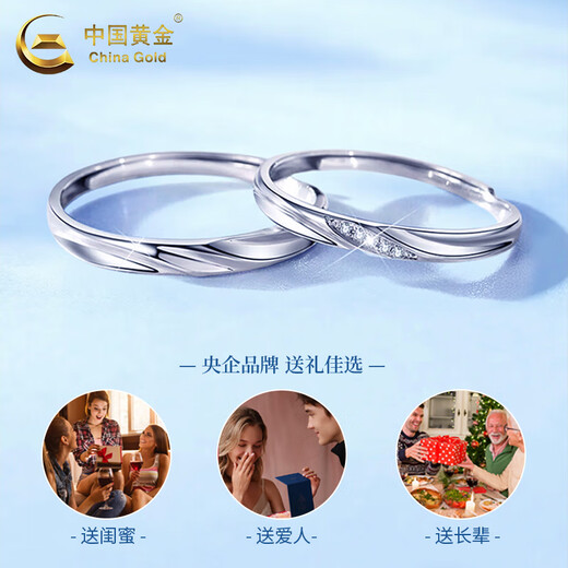 CHINA GOLD PT950 Platinum Möbius Couple Ring Simple Style Ring Valentine's Day Birthday Gift for Girlfriend and Wife Platinum Möbius Ring (Female) Approximately 1.6g