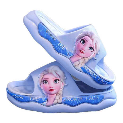 Summer girls' sandals Princess Elsa non-slip soft bottom indoor bathing Frozen girls' sandals sky blue 30.5 30/31 size (shoe length 18 suitable for feet 17CM)