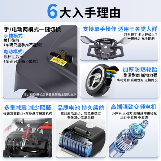 Phoenix electric scooter for the elderly four-wheeled four-wheeled car for the elderly household foldable moped scooter 08A 12ah lead-acid + about 40 miles + 180W