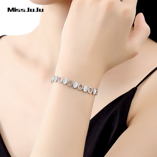 Miss JuJu pt950 platinum colorful shell bracelet for women, fashionable platinum colorful light luxury hand jewelry, weight 10.28 grams, length 16.5cm, width 7mm