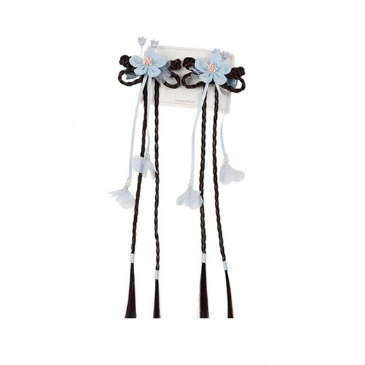 Ancient style wig braid hair accessories little girl cute flower hairpin children Hanfu headwear Chinese style girls hairpin pink flower tassels-1 pair