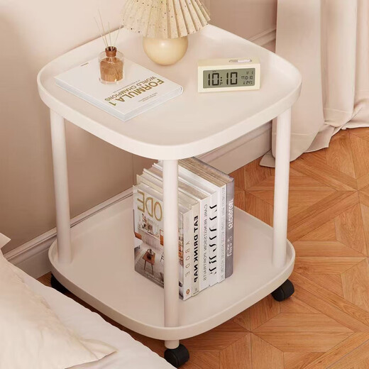 Jingcai coffee table side table bedside table tea table movable trolley storage rack bedside table JCJ28 white