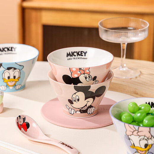 【迪士尼正版】陶瓷釉下彩斗笠碗高颜值餐具礼物泡面碗 【次日达】斗笠碗1个（乐悠米妮）