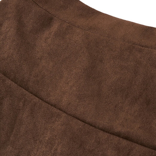 CHOCOOLATE it Women's French Irregular A-Line Skirt Women's Autumn and Winter Suede Lace High Waist Slim Skirt Women Khaki M