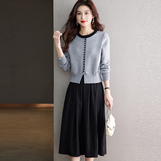 Robe de marque haut de gamme de luxe ehangy pour les femmes 2025 Automne Nouvelle jupe de veste courte à la mode haut de gamme blanche S 85-95jin [Jin est égal à 0,5 kg]
