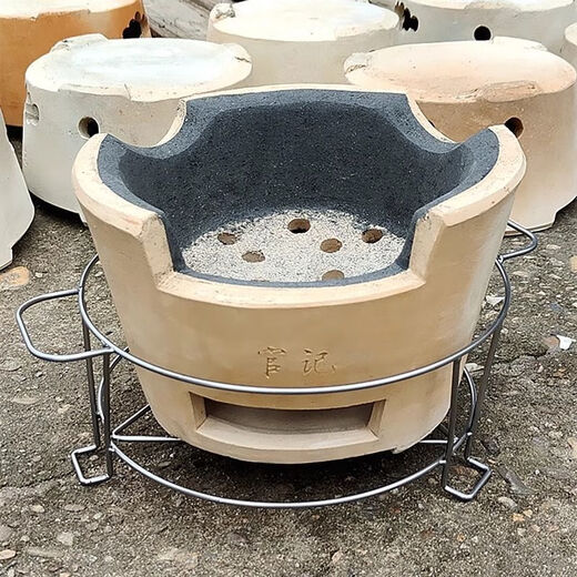 泥巴柴火炉港式打边炉商用老式陶土炭炉家用炉子砂锅户外烧烤碳炉 柴炉大号 1英寸