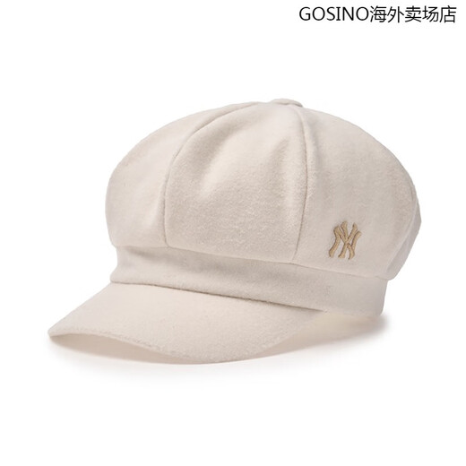 MLB brand directly sells classic newsboy cap for men and women, fashionable casual versatile beret autumn and winter CB003 New York Yankees/dark cream M
