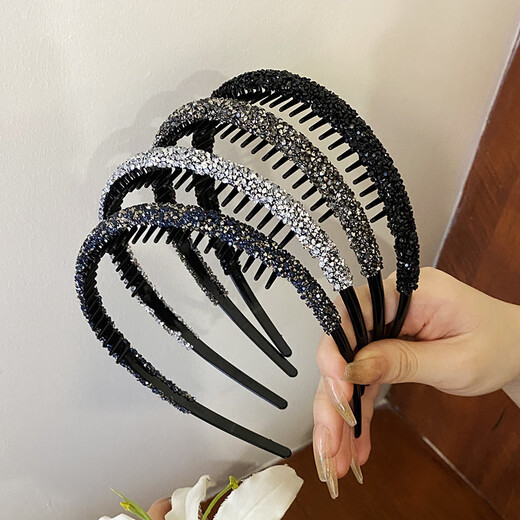 Hua Shi can break the hair and arrange the artifact drill headband for women with bangs hair non-slip headband short hair hairpin 2023 new style 3# random diamond toothed headband - silver