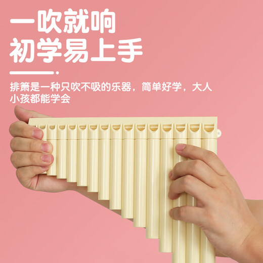 YTK leicht zu erlernende Panflöte, 16 Röhren, 18 Röhren, Kinder, Profis, die nationale Musikinstrumente spielen, Grundschüler, Anfänger, spezielle Panflöte, 18 Röhren, Beige + kostenloses Geschenk