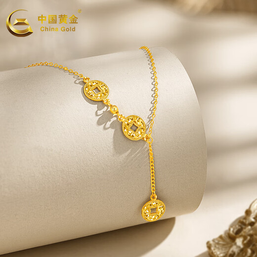 CHINA GOLD gold necklace 18K gold AU750 crushed ice ice coin birthday gift