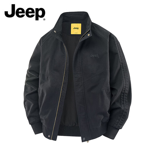 Jeep (JEEP) American genuine high-end pure cotton work jacket top men's spring and autumn American handsome heavyweight flight jacket autumn and winter black regular shopping mall same style XL
