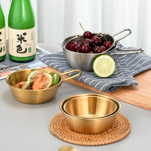 304 stainless steel Korean rice wine bowl, rice bowl, rice wine bowl with handle, special hot and cold wine bowl for restaurants, cooking bowl 304 rice wine bowl - with single handle - natural color 13CM