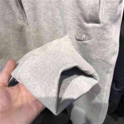 Nike (NIKE) new spring and autumn pure cotton sweatpants for men and women, embroidered cuffed straight sweatpants, loose casual breathable trousers, embroidered black black pants L 105-120Jin Jin equals 0.5 kg