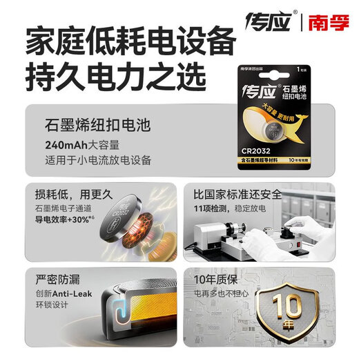 Chuanying Nanfu CR2032 button battery 5 pieces 3V lithium battery suitable for Volkswagen, Audi, Hyundai and other car keys, watches/remote controls, etc. (single piece)