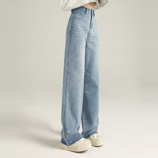 Betu Women's 2025 Winter New Style Jeans Slim High Waist Trendy Straight Jeans Pants Women 2510X07 Light Denim Blue M