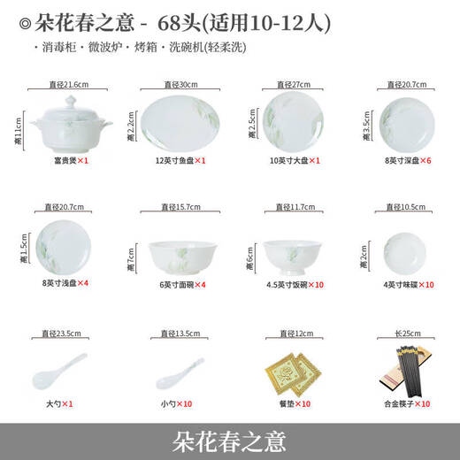 Yunzhihe underglaze color bowls and dishes set for home use 2025 new high-value tableware set new wedding housewarming gift