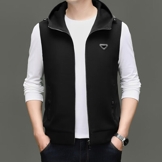SEVEN 7 Young Men's Light Business Thin Vest Spring and Autumn Sleeveless Suit Waistcoat Black XL 180