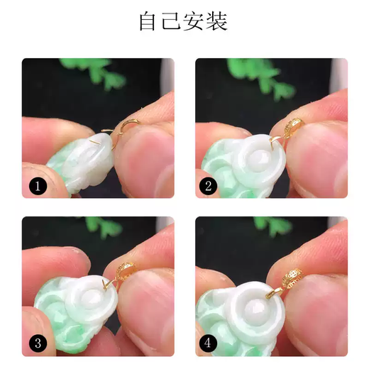 18k gold buckle melon seed buckle emerald beeswax pendant buckle money blessing clip buckle Au750 Ruyi gold buckle accessories hollow style thickened