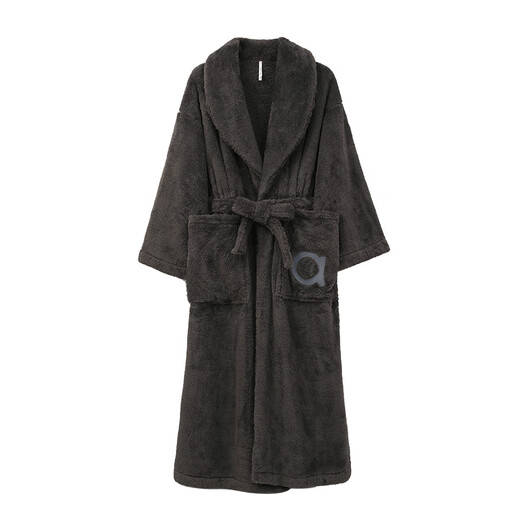 Anzhiban Giant Warm Couple Pajamas Nightgown Winter Coral Velvet Women's Men's Bathrobe Home Clothing Whale Gray 2XL